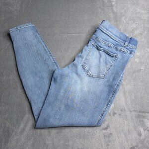 Spanx Womens Pull On Skinny Ankle Jeans L Light Wash High Rise Slimming